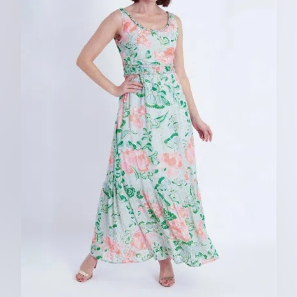 $449 CK Bradley Cleopatra Maxi Dress in Cordelia Sky Multi - Picture 2 of 9